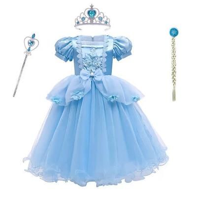 Settimana del libro 2026, vestito da bambina, vestito da cosplay, vestito da principessa, tinta unita, manica corta, costumi da festa, adorabile costume in rete, vestito midi in pizzo, vestito da festa in tulle, estate e primavera.
