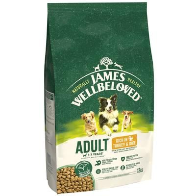 12kg Turkey & Rice Adult James Wellbeloved Dry Dog Food