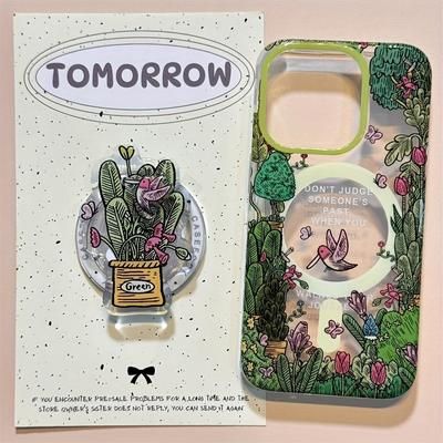 TEMU Magnetic Painted Spring And Summer Flower Cluster Phone Case With Magnetic Rotating Bracket For Iphone 11 12 13 Pro Max