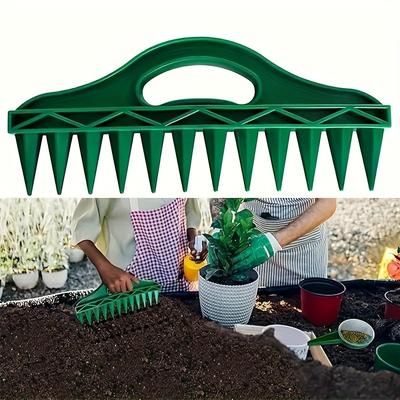 TEMU 1pc Green Plastic Handheld Garden Seeder - 12-hole Quick Planting Tool With Design For Efficient Gardening, Dispensing & Seed Sowing, Seeds For Planting