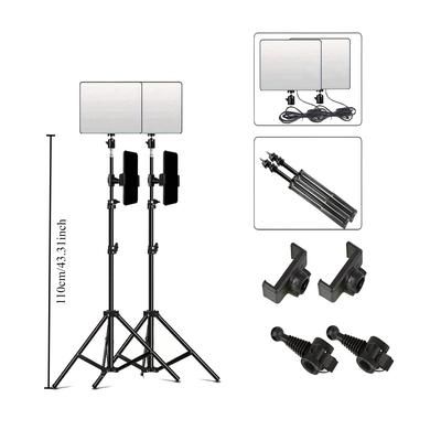 TEMU 2-pack Led Video Light Panels With Adjustable Tripod Stand, 11-inch Usb Powered Non-waterproof Lighting For Photography, Live Streaming, And Video Recording