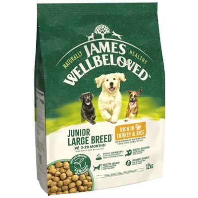 12kg Junior Large Breed Turkey & Rice James Wellbeloved Dry Dog Food