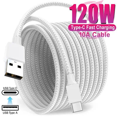 120W USB to Type C Fast Charging Charger Cable Wire For IPhone 16 15 Pro Max iPad USB USB-C Braided