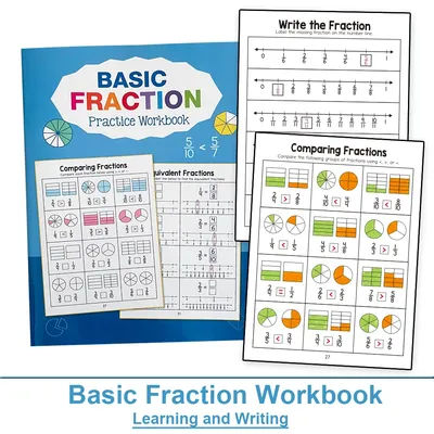 Basic Fraction Learn and Practice Training Workbook Fraction Fact Teacher Teaching Aids Primary School Math Cognitive Test Book