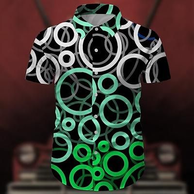 Retrò Vintage Anni '70 Camicia Camicia Aloha Hippie Disco Geometrico Costume Per uomo Mascherata Vacanza Feste Parata dell'Orgoglio Adulti Camicia