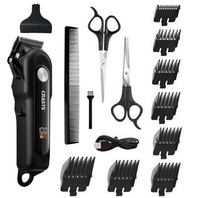 TEMU Crasts Professional Electric Hair Clipper, Usb Powered Lithium Battery, Rechargeable Barber Scissors With Oil Head, Hair , Includes Storage Box & Limit Comb, Abs Plastic Body