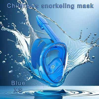 TEMU Pizzuju Kids Snorkeling Mask - 180° , And Anti-leak, Adjustable Straps + Soft Silicone Frame, Designed For Beginners, Blue, Green, Black, Pink, Snorkeling Equipment | Sports Design | Pc Material