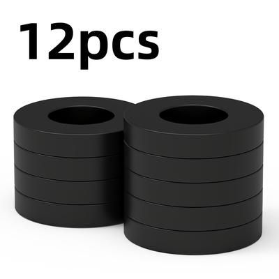 TEMU 12pcs Heavy Duty Ring Magnets With Hole - Black Metal Magnets For Fridge, Whiteboards, & Kitchen Tools, Fridge Magnets