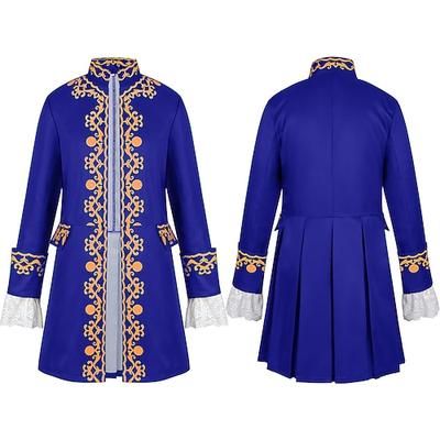 Retrò Vintage Medievale Steampunk Cappotto Frac Abbigliamento esterno Principe Nobile Tinta unica Costume Per uomo Stile Steampunk Carnevale Mascherata Festa Sera Adulti Cappotto