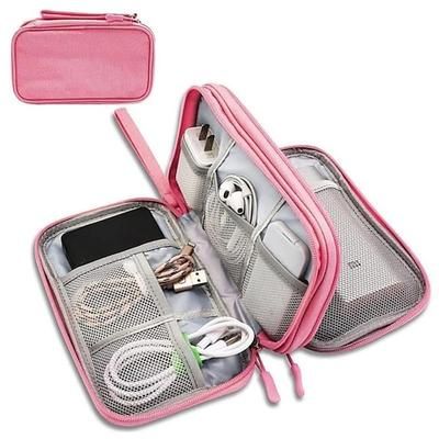 borsa organizer per cavi da viaggio impermeabile, custodia per accessori elettronici a doppio strato, custodia digitale multifunzionale per cavi, caricabatterie, passaporto