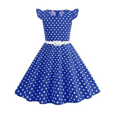Anni 1950 Retrò Vintage Rockabilly Vestito Abito Swing Pois Costume Ragazze Carnevale Mascherata Abbigliamento quotidiano Addio al Nubilato Bambini Vestito Abiti per il ritorno