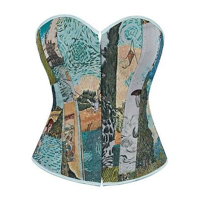 Rococò Completo Mascherata Corsetto Overbust Cosplay Jacquard Controllo della Pancia Push-Up Jacquard Costume Per donna Reale Mascherata Feste Carnevale di Venezia Adulti Corsetto