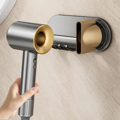 Magnetic Holder for Hair Dryer Nozzles - Drill-Free Plastic Mount, Universal Fit for Dyson/Leihen, Gray/White