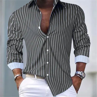 Chemises à manches longues pour hommes chemises rayées mode haute qualité hauts pour hommes décontracté vacances déplacements beaux vêtements grande taille