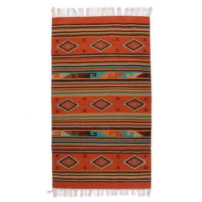 'Fuego' (4x6) - Handmade Wool Area Rug Geometric Design