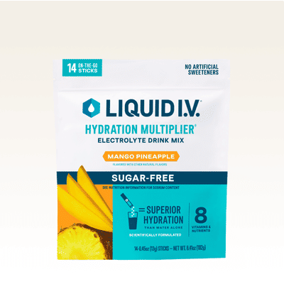 Liquid I.V.® Sugar-Free Mango Pineapple Hydration Multiplier (14 Pack) - Hydrating Keto-Friendly Electrolyte Powder Drink Packet with Zero Sugar