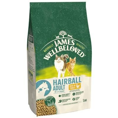 1.5kg Turkey Hairball James Wellbeloved Dry Cat Food