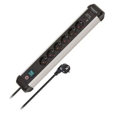 Brennenstuhl Premium Alu Line 6-Way USB 3m