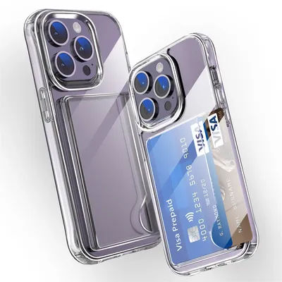 Luxury Transparent Wallet Card Slots Holder Phone Case For iPhone 16 15 14 Pro Max 13 12 11 XR X XS