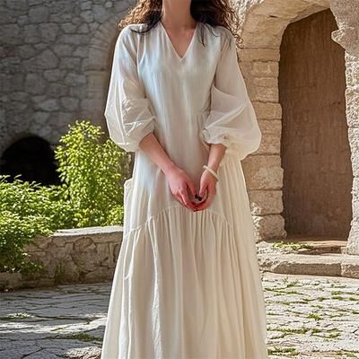 Medievale Rinascimento Vestito Signora Costume Per donna Halloween Carnevale Mascherata LARP Fiera Rinascimentale Adulti Vestito Primavera Estate