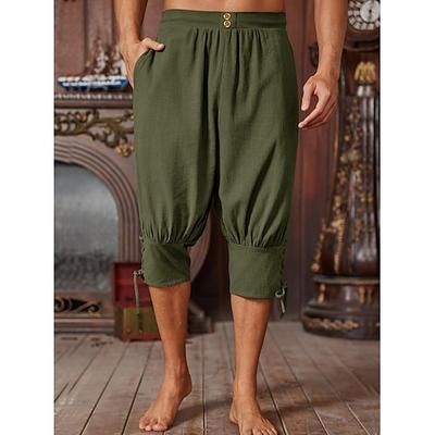 Medievale Rinascimento 17° secolo Pantaloni Pantaloni da pirata Pirata Vichingo Crociato Ranger Coulisse Tinta unita Costume Per uomo Costumi da pirata Fantasia Halloween Mascherata Halloween LARP