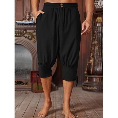 Medievale Rinascimento 17° secolo Pantaloni Pantaloni da pirata Pirata Vichingo Crociato Ranger Coulisse Tinta unita Costume Per uomo Costumi da pirata Fantasia Halloween Mascherata Halloween LARP