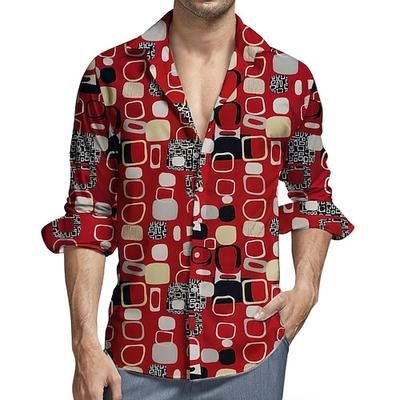 Retrò Vintage Anni '70 Camicia Camicia Aloha Hippie Geometrico Costume Per uomo Mascherata Feste Abbigliamento quotidiano Parata dell'Orgoglio Adulti Camicia