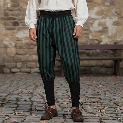 Retrò Vintage Medievale 17° secolo Pantaloni da pirata Pirata Cavaliere Vichingo Crociato Ranger Coulisse A righe Costume Per uomo Costumi da pirata Halloween Carnevale LARP Fiera Rinascimentale