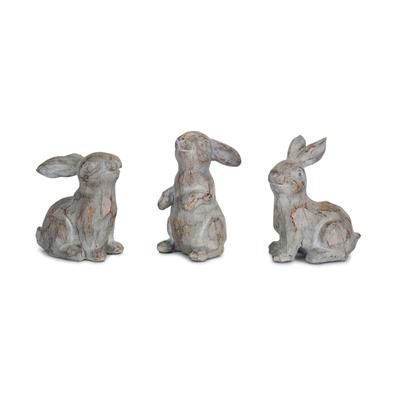 Washed Stone Garden Rabbit Figurine (Set Of 6) by Melrose in Brown