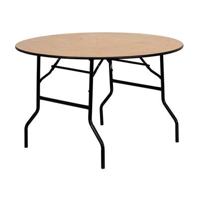 MoTak M121 48" Round Folding Banquet Table w/ Plywood Top, 30 1/4"H, Black