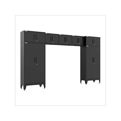 Armadillo Tough Black 7-Piece Garage Cabinet Set with Levelers
