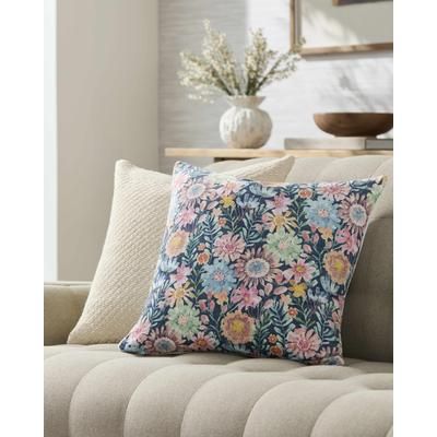 Amithi 14"L x 22"W Modern Light Blue/Dark Green/Pink Throw Pillow - Boutique Rugs