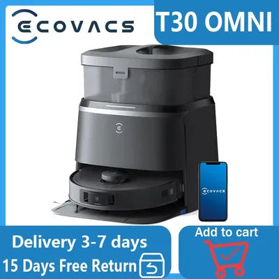 Robot aspirapolvere mop ECOVACS T30 DEEBOT OMNI, aspirapolvere e mop, potenza aspirapolvere 11000Pa