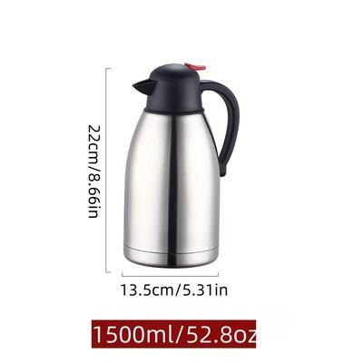 TEMU A 1.5l/52.8oz Stainless Steel , Featuring Double-layer Vacuum Insulation, Suitable For Home Use As A Coffee Pot, Teapot, Or Water Bottle, Leak-proof, And Vacuum Insulated.