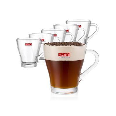 TEMU Haadi Glass Coffee Mugs For Drinks With Handles Set Of 6-260ml Clear Cup , Dishwasher Safe, Rolled Rim & Bottom