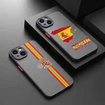 Spanish Flag National Emblem Matte Transparent For iPhone Case 16 15 14 13 12 11 Pro XR XS Max 7 8