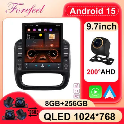 Système de navigation GPS intelligent pour voiture, Android Carplay, écran tactile, Renault Trafic 3 14-21, Opel Vivaro B, 2 Din, 9.7 pouces