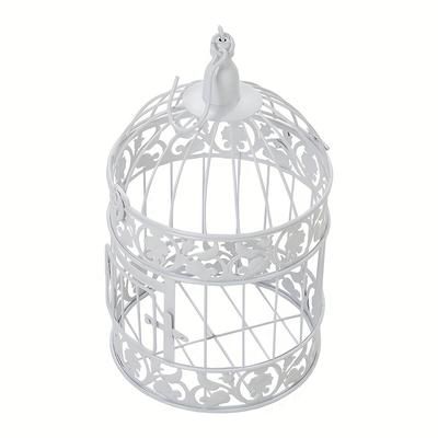 TEMU Elegant White Cage - Wedding Decor, Hanging Stand & Home Accent, 19cm Diameter