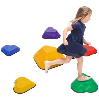 TEMU Stepping Stones Kids, 6pcs Balance Stepping Stones For Kids, Heart-shaped Non-slip Stackable River Stones, Sensory Toy For Balance & Motor Skills, Indoor & Outdoor Obstacle Courses