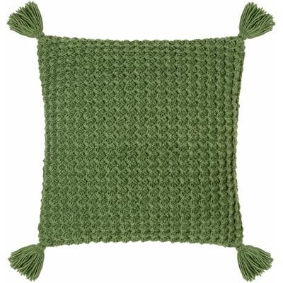 Litzy 20" Square Cottage Wool Light Silver/Fern Green/Taupe/Gray Throw Pillow - Boutique Rugs