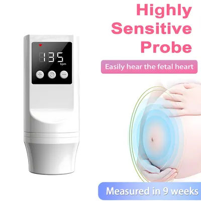 Détecteur de battement de coeur Doppler fœtal 3.0MHz pour bébé, moniteur de battement de cœur, compteur d'impulsions rétro-éclairé Led