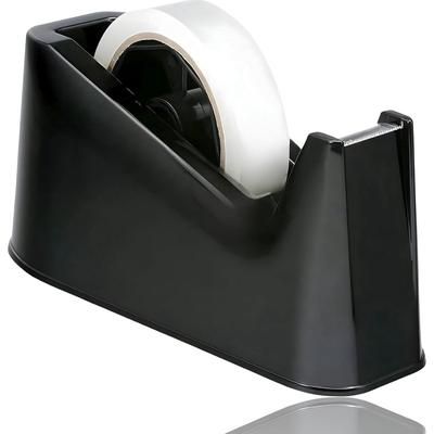 TEMU Heavy Duty Tape Dispenser – Weighted Rubber Base, Sharp Cutting Blade, One-handed Operation, Desktop Adhesive Distributor For Tape, Gift Wrapping, Packing, And Office Use – Black