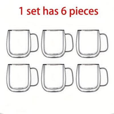 TEMU 2-4-6- Glass Coffee Mugs - 12.5oz Insulated Clear Coffee Mugs Ideal For Espresso, Cappuccino, Latte, Americano, Tea Bags, Beverage Teacups With Transparent Tape Handle