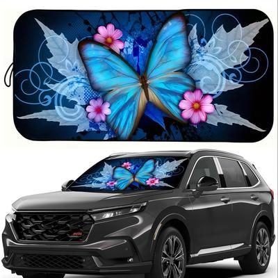 TEMU And Car Sunshade - Polyester Front Windshield Protector, Roll-up, 59x27 Inches, Ideal For Vehicle Interior Accessories