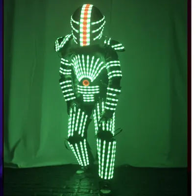 Rgb Cambia colore LED Abbigliamento Futuro led luminoso robot vestito performance sul palco illumina costume casco Bar Discoteca
