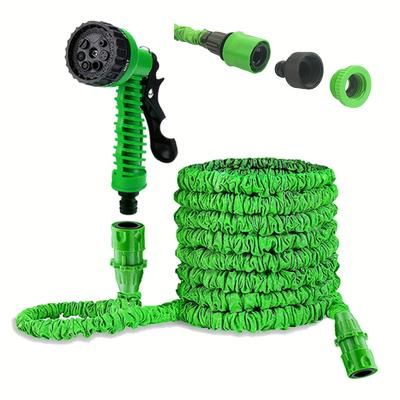 TEMU Garden Hose Pipes 75-200ft Expandable With 7 Pattern Spray Nozzle Universal Connector 3 Layer Latex Leak-proof For Yard Gardens Patios Cars Watering Washing