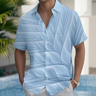 Per uomo Foglia di palma Piante Tropicali Camicia Camicia hawaiana estiva Camicia con Bottoni Manica Corta Hawaiano Vacanza Ferie Abbigliamento mare Estate Primavera Collo ripiegato Stampa 3D camicie