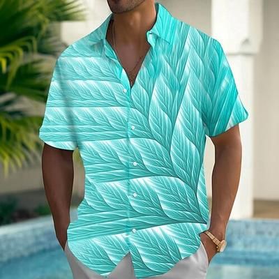 Per uomo Foglia di palma Piante Tropicali Camicia Camicia hawaiana estiva Camicia con Bottoni Manica Corta Hawaiano Vacanza Ferie Abbigliamento mare Estate Primavera Collo ripiegato Stampa 3D camicie