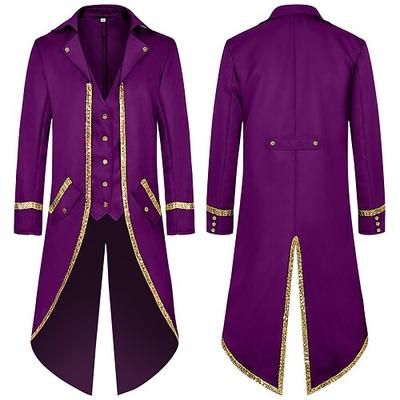 Retrò Vintage Rococò Medievale Cappotto Smoking Frac Costume Per uomo Reale Halloween Carnevale Feste LARP Fiera Rinascimentale Adulti Cappotto
