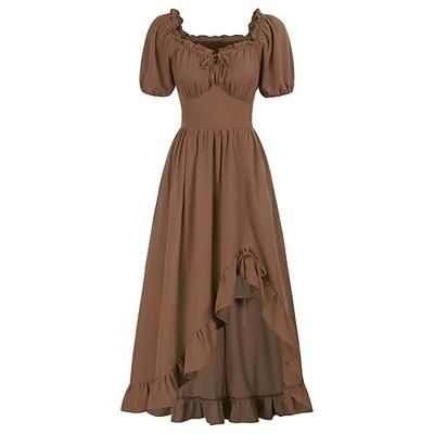 Retrò Vintage Medievale Rinascimento Midi Vestito Sotto il vestito Manica a Palloncino Vichingo Ispirato alla Reggenza Cottagecore Costume Per donna Fantasia Halloween Carnevale Vacanza LARP Fiera